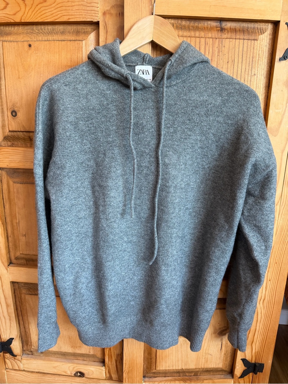 ZARA Gray Hooded Knit Pullover Sweater